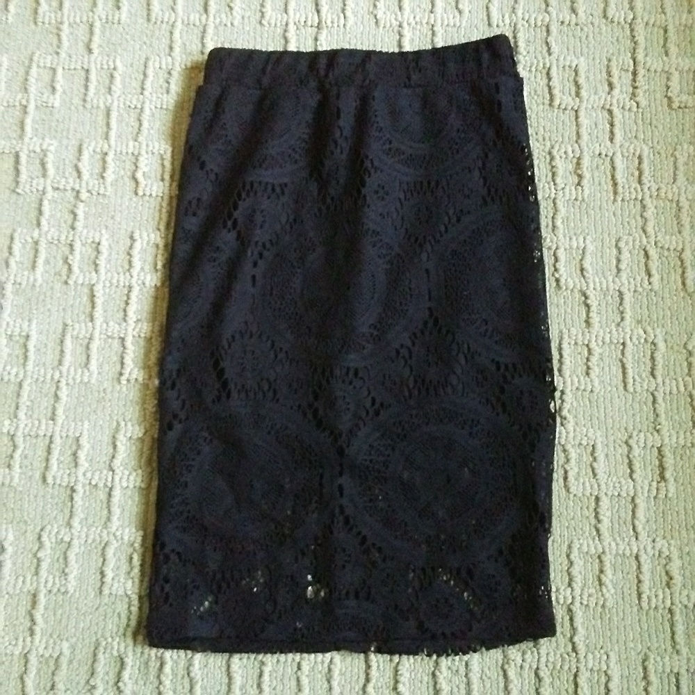 Black pencil skirt with lace overlay